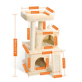 Fast Delivery Pet Cat Tree House Tower Condo Wood Cat Scratching Sisal-Covered Scratch Posts Pads with Play Ball for Cats Kitten