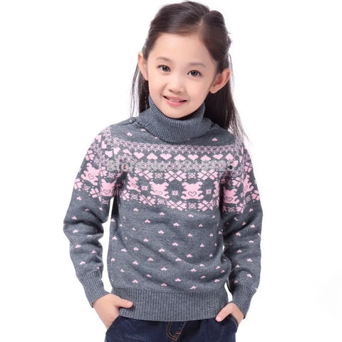 New 2021 Children's Sweater Spring Autumn Girls Cardigan Kids Turtle Neck Sweaters Girl's Fashionable Style outerwear pullovers