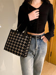 Fashion-Style Houndstooth Lady's Bags Simple and Stylish Casual Large Capacity Portable Tote Lunch Box Bag for Work