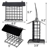 Outdoor Wild Bird Feeder, Black Small Hanging With Metal, Rainproof Squirrel-Proof, Single Suet Cake Style For Outside