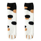 Dreamlikelin Kawaii Cartoon White Socks for Women Cute 3d Dog Cat Paw Pattern Female Fleece Warm Funny Socks Home Floor Sleeping