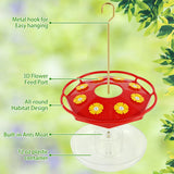 Hummingbird Feeder Hanging Bird Feeder Pendant with 8 Feeding Ports Ant and Bee Proof Hummingbird Feeder Decorative Floral Shape