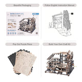 Robotime ROKR Marble Night City 3D Wooden Puzzle Games Assembly Waterwheel Model Toys for Children Kids Birthday Gift