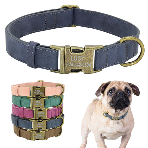 Collar Personalized Leather Dog Collars Soft Padded