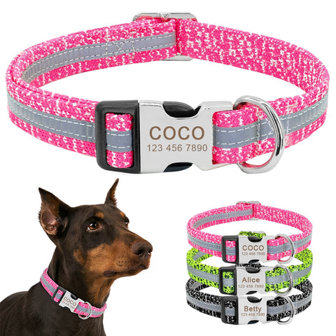 Dog Collar Personalized Reflective Dog Collars Custom Engraved