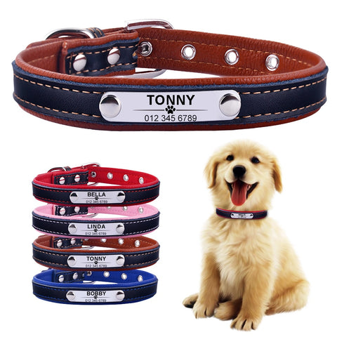 Dog Adjustable Personalized Dog Collar Leather