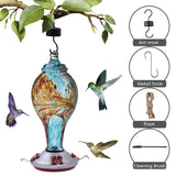 Hand-blown Glass Hanging Hummingbird Feeder