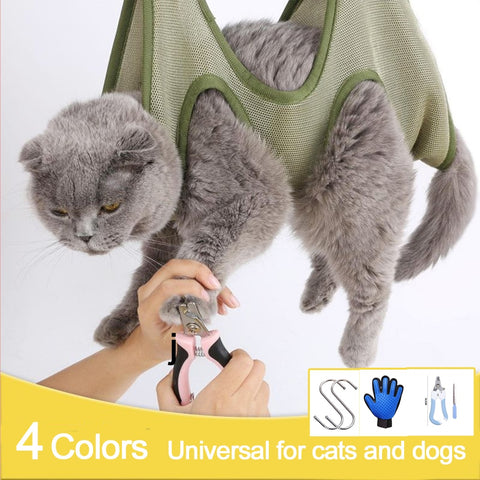 Cat Grooming nail cutting anti scratch bite fixed bag bath Trimming Restraint Bag Pet Beauty hammock hanging Pet Supplies Set