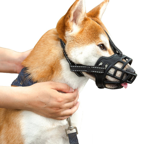 Soft Rubber Dog Mouth Muzzle Reflective Breathable